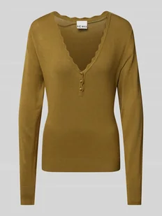 Sweter z dzianiny z dekoltem w serek model ‘DIANE’ - Swetry damskie - miniaturka - grafika 1