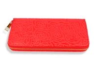 Portfele - Portfel damski czerwony we wzory - miniaturka - grafika 1