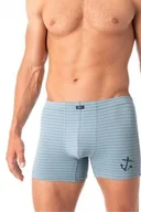 Majtki męskie - Bokserki męskie bawełniane w paski z motywem kotwicy błękitne MXH 251 Key - miniaturka - grafika 1