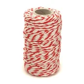 Akcesoria do pakowania - Sznurek bawełniany 60 m biało-czerwony - miniaturka - grafika 1