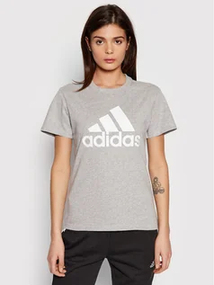 Koszulki sportowe damskie - Adidas T-Shirt Essentials Logo Boyfriend H07808 Szary Loose Fit - grafika 1