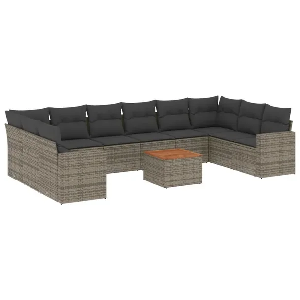Zestaw mebli ogrodowych z szarego rattan PE, wymiary: 62 x 62 x 69 cm