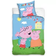 Pościel dla dzieci - Pościel 100x135 Świnka Peppa wesoła rodzinka bawełniana - miniaturka - grafika 1