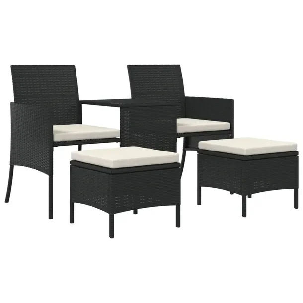 Zestaw ogrodowy z sofą 2-osobową i stołkami, rattan PE, 151x61x85 cm, cz