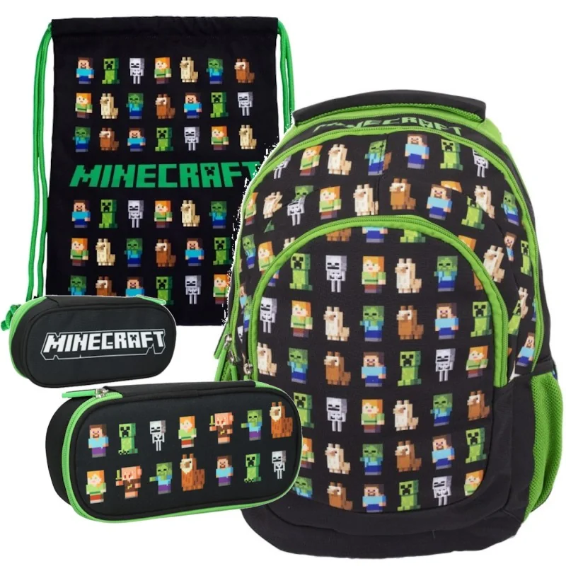ZESTAW szkolny PLECAK tornister piórnik worek Minecraft Multi Characters