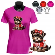 Koszulki i topy damskie - KOSZULKA DAMSKA Z NADRUKIEM T-SHIRT - WZÓR PIES RASA SHI TZU SERCE - XS - miniaturka - grafika 1