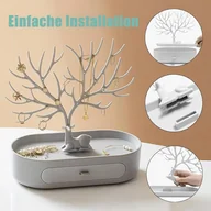 Biżuteria - akcesoria - Stojak na biżuterię, biały stojak na biżuterię 3 w 1 z szufladą, stojak na biżuterię do przechowywania, ekspozycja biżuterii z poroża jelenia - miniaturka - grafika 1