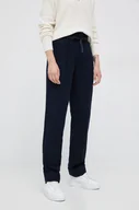 Spodnie damskie - Emporio Armani spodnie wełniane damskie kolor granatowy proste high waist - miniaturka - grafika 1