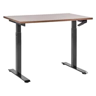 Biurka - Biurko regulowane manualnie 120 x 72 cm ciemne drewno z czarnym DESTIN III - miniaturka - grafika 1