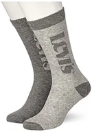 Skarpetki męskie - Levi's Logo Micro Stripe Unisex Regular Cut Socks 2 Pack Klasyczne skarpety mieszane, mid grey melange, 43 EU - miniaturka - grafika 1