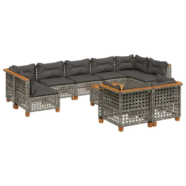Zestaw mebli ogrodowych z rattanem PE w kolorze szarym, 63,5 x 63,5 x 62 cm