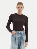 Bluzki damskie - Guess T-Shirt V6RI00 KD741 Brązowy Slim Fit - miniaturka - grafika 1