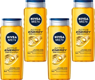 NIVEA MEN ACTIVE ENERGY 3w1 Żel pod prysznic energetyzujący męski 500ml x4 - Żele pod prysznic dla mężczyzn - miniaturka - grafika 1