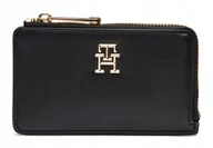 Portfele - Tommy Hilfiger portfel czarny zamek logo – stylowy portfel z klasą - miniaturka - grafika 1