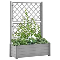 Donice - vidaXL Skrzynia na rośliny z trejażem, 100x43x142 cm, PP, szara - miniaturka - grafika 1