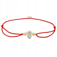 Bransoletki - Bransoletka SREBRNA PSZCZÓŁKA czerwony sznurek pozłacana srebro regulowana - miniaturka - grafika 1