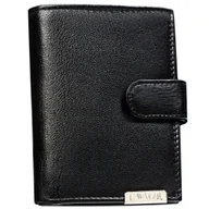 Portfele - Portfel męski skórzany czarny duży i funkcjonalny klasyczny pionowy z zapięciem na zatrzask na karty i gotówkę elegancki prezent ochrona RFID - miniaturka - grafika 1