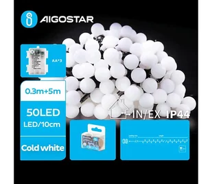 Aigostar - LED Łańcuch zewnętrzny 50xLED/3xAA/8 funkcji 5,3 m IP44 zimna biel - Lampy ogrodowe - miniaturka - grafika 1