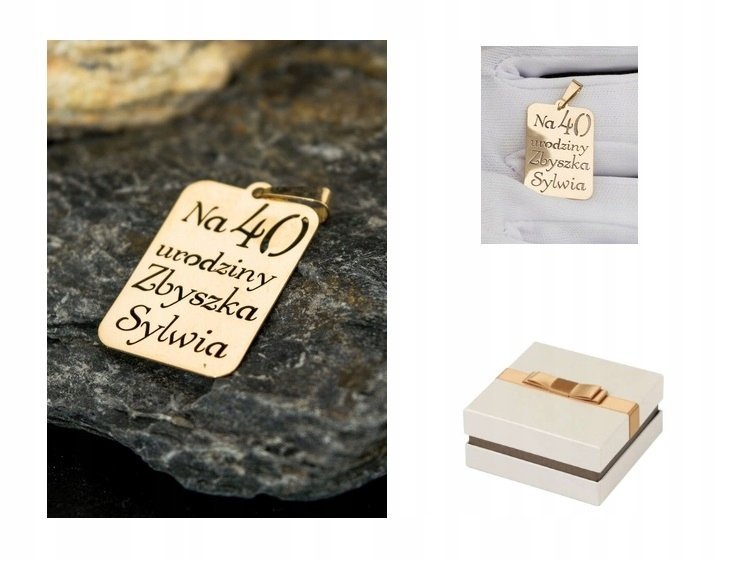 Złoto 585 Złota Zawieszka DOWOLNY GRAWER Na Urodziny 14 karatów ZZ30