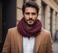 Apaszki i szaliki męskie - Komin Męski bordowy szal Wełniany Alpaka - miniaturka - grafika 1