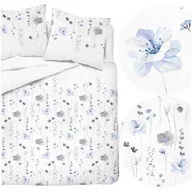 Pościel - Komplet pościeli bawełna o satynowym splocie, 220x200, biała w kwiaty 4454B - miniaturka - grafika 1