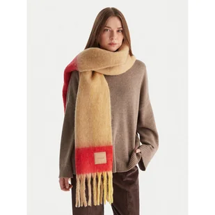 Szalik Calvin Klein Patch Brushed LV04D8070G Beżowy - Apaszki i szaliki damskie - miniaturka - grafika 1