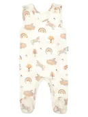 Śpiochy dla niemowląt - Niemowlęce śpioszki bawełniane z nadrukiem w jednorożce kremowe Nicol,r.62 - miniaturka - grafika 1