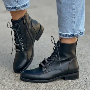 Czarne sznurowane botki damskie S.Barski 75-10 - S.BARSKI - Botki damskie - miniaturka - grafika 1