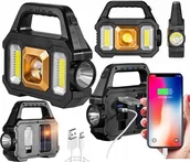Oświetlenie warsztatowe - 4W1 Latarka Solarna Lampa Warsztatowa Powerbank Szperacz Led + Cob - miniaturka - grafika 1