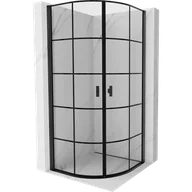 Kabiny prysznicowe - Mexen Mist kabina prysznicowa półokrągła uchylna 80 x 80 cm, czarna kratka, czarna - 8A31-080-080-70-77 - miniaturka - grafika 1
