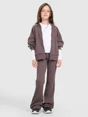 Spodnie i spodenki dla dziewczynek - 4F Spodnie dresowe z rozszerzanymi nogawkami dziewczęce - brązowe 122 (6-7 lat) - miniaturka - grafika 1