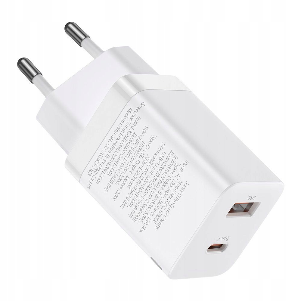 Szybka Ładowarka Sieciowa Usb-A / Usb-C Baseus Compact Ccxj-B02 20W