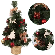 Choinki - Sztuczna choinka z czerwonymi ozdobami w złotej doniczce 40cm - miniaturka - grafika 1