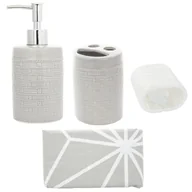 Akcesoria łazienkowe - Zestaw Łazienkowy Ceramika 4 części Dozownik Kubek Kurtyna  3 Kolory - miniaturka - grafika 1