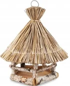 Klatki i wyposażenie dla ptaków - Drewniany karmnik dla ptaków słoma K11 35 x 30 cm - miniaturka - grafika 1