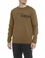 Koszulki męskie - Replay Męska koszulka z długim rękawem, krój regular slim fit, 238 Army Green, 3XL - miniaturka - grafika 1