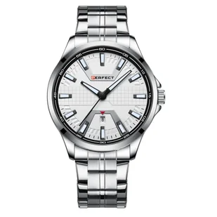 Zegarek Srebrny zegarek męski bransoleta duży solidny Perfect M112D - Zegarki męskie - miniaturka - grafika 1