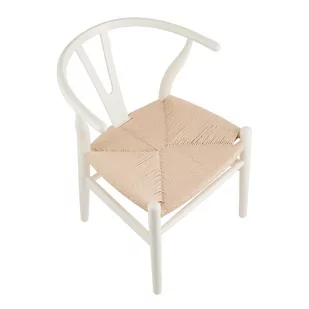 Krzesło Bonbon biało naturalne rattanowo jesionowe do sypialni - Krzesła - miniaturka - grafika 1