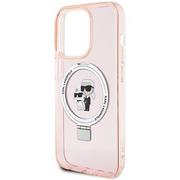 Etui i futerały do telefonów - Karl Lagerfeld KLHMP15XHMRSKCP iPhone 15 Pro Max 6.7" różowy/pink hardcase Ring Stand Karl&Choupettte MagSafe - miniaturka - grafika 1