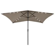 Parasole ogrodowe - Parasol ogrodowy z LED i stalowym słupkiem, taupe, 2x3 m - miniaturka - grafika 1