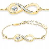 Bransoletki - Bransoletka Złota Serce Białe ze Znakiem Nieskończoności Heart SREBRO 925 - miniaturka - grafika 1