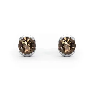 Sydney - Srebrne kolczyki z kwarcem dymnym - Kolczyki - miniaturka - grafika 1