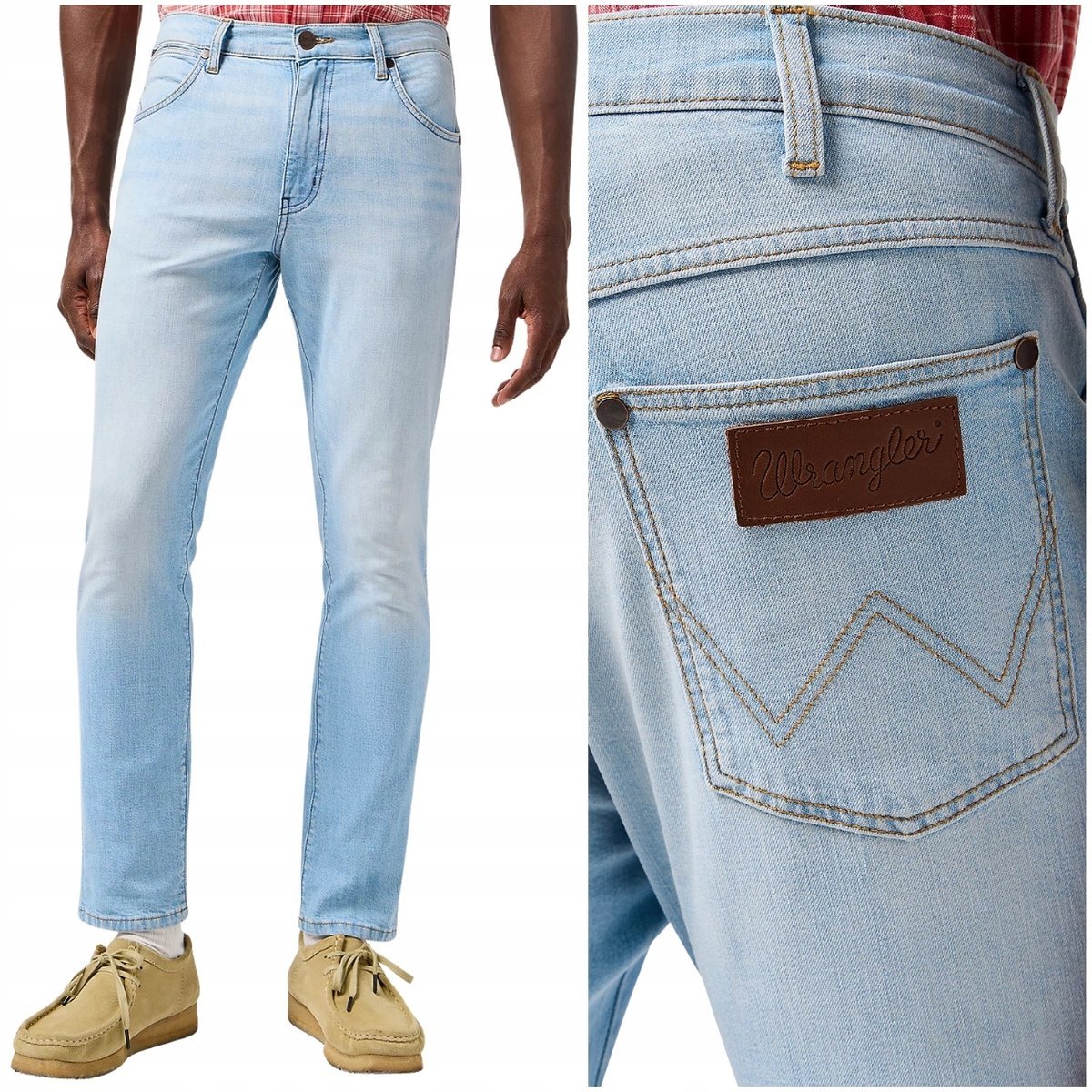 Wrangler LARSTON SLIM Spur dopasowane cienkie spodnie jeansowe W36 L30