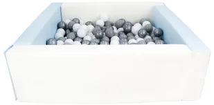 Kwadratowy suchy basen z ekoskóry z 200 piłeczkami (biały, niebieski (pastel)/biały, szary, srebrny) - Suche baseny - miniaturka - grafika 1
