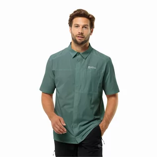 Koszule męskie - Męska koszula Jack Wolfskin VANDRA S/S SHIRT M jade green - S - grafika 1