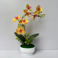 Sztuczne kwiaty - TEMU Jedna doniczka z orkideą - Sztuczna roślina do dekoracji domu i półki książek w salonie - Dekoracyjny ornament i wyświetlacz okienny, odpowiedni - miniaturka - grafika 1