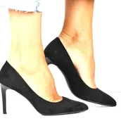 Czółenka - DAMSKIE CZÓŁENKA SZPILKI NA OBCASIE SERGIO LEONE 1339 CZARNE ZAMSZOWE - Sergio Leone - miniaturka - grafika 1