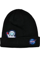 Czapki dla dzieci - Mister Tee Czapka beanie NASA Embroidery Kids Beanie Hat, czarna, L/XL, czarny, L-XL - miniaturka - grafika 1