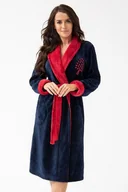Szlafroki damskie - Szlafrok puszysty damski Elizabeth granatowy L - miniaturka - grafika 1