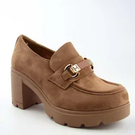 Półbuty damskie - Potocki 25-12552 czółenka damskie półbuty na słupku wkładka skóra beżowe - miniaturka - grafika 1